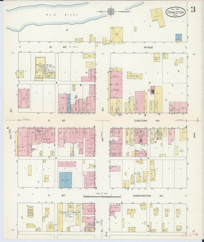 Sanborn Fire Insurance Map from Princeton, Mille Lacs County, Minnesota (1912), Sheet #0003 - Historic Sanborn Fire Insurance Map Print, vintage old map wall art, antique decor, genealogy gift, Minnesota Minnesota map