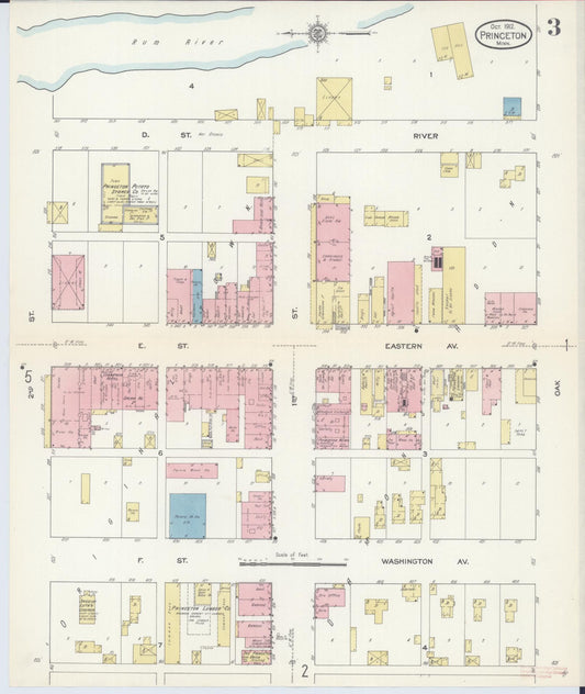 Sanborn Fire Insurance Map from Princeton, Mille Lacs County, Minnesota (1912), Sheet #0003 - Historic Sanborn Fire Insurance Map Print, vintage old map wall art, antique decor, genealogy gift, Minnesota Minnesota map