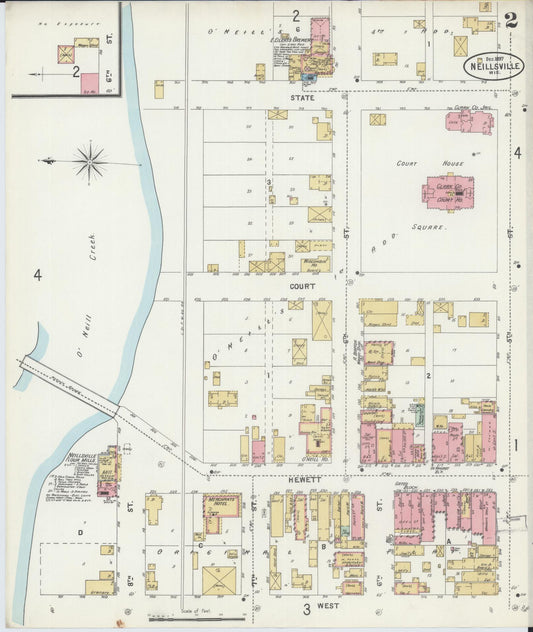 Sanborn Fire Insurance Map from Neillsville, Clark County, Wisconsin (1897), Sheet #0002 - Historic Sanborn Fire Insurance Map Print, vintage old map wall art, antique decor, genealogy gift, Wisconsin Wisconsin map
