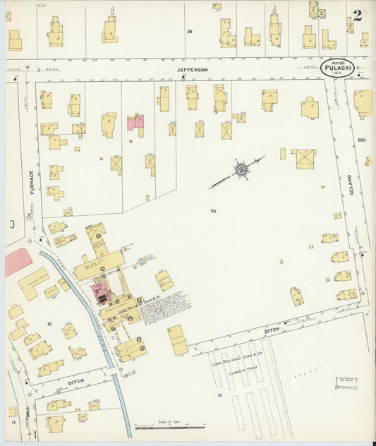 Sanborn Fire Insurance Map from Pulaski, Oswego County, New York (1911), Sheet #0002 - Historic Sanborn Fire Insurance Map Print, vintage old map wall art, antique decor, genealogy gift, New York New York map