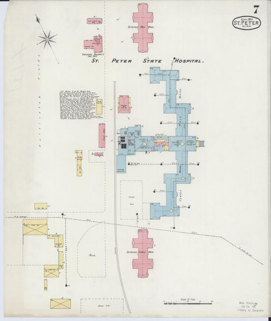 Sanborn Fire Insurance Map from Saint Peter, Nicollet County, Minnesota (1894), Sheet #0007 - Historic Sanborn Fire Insurance Map Print, vintage old map wall art, antique decor, genealogy gift, Minnesota Minnesota map