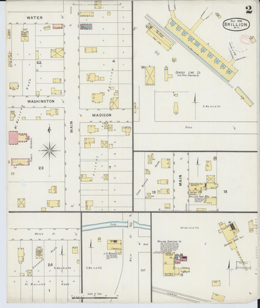 Sanborn Fire Insurance Map from Brillion, Calumet County, Wisconsin (1894), Sheet #0002 - Historic Sanborn Fire Insurance Map Print, vintage old map wall art, antique decor, genealogy gift, Wisconsin Wisconsin map