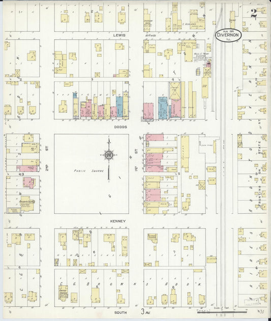 Sanborn Fire Insurance Map from Divernon, Sangamon County, Illinois (1914), Sheet #0002 - Historic Sanborn Fire Insurance Map Print, vintage old map wall art, antique decor, genealogy gift, Illinois Illinois map
