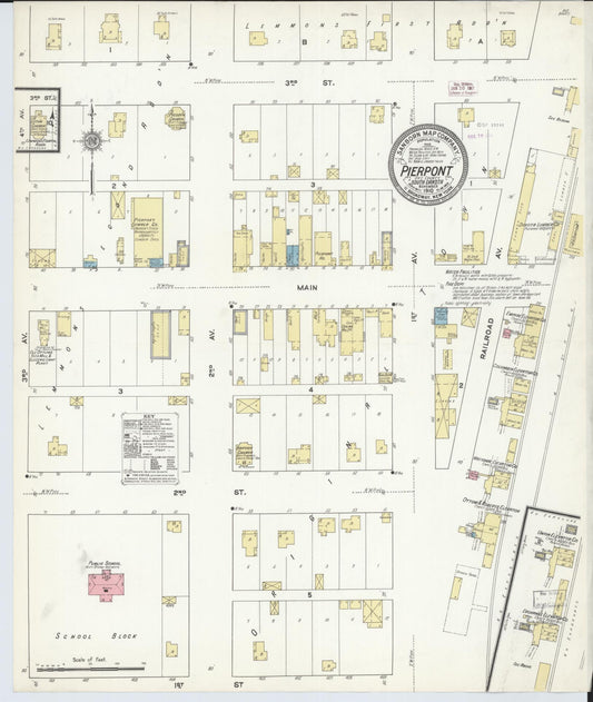 Sanborn Fire Insurance Map from Pierpont, Day County, South Dakota (1910), Sheet #0001 - Historic Sanborn Fire Insurance Map Print, vintage old map wall art, antique decor, genealogy gift, South Dakota South Dakota map