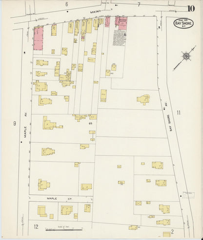 Sanborn Fire Insurance Map from Bay Shore, Suffolk County, New York (1915), Sheet #0010 - Complete Map Set gallery image, historic Sanborn map, vintage wall art, New York New York