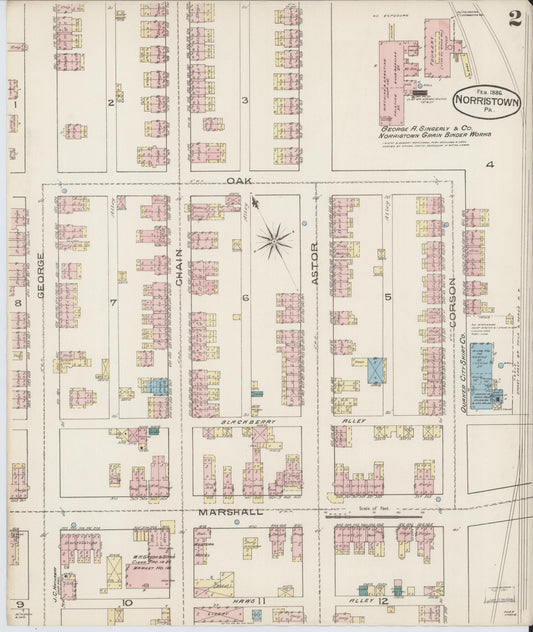 Sanborn Fire Insurance Map from Norristown, Montgomery County, Pennsylvania (1886), Sheet #0002 - Historic Sanborn Fire Insurance Map Print, vintage old map wall art, antique decor, genealogy gift, Pennsylvania Pennsylvania map