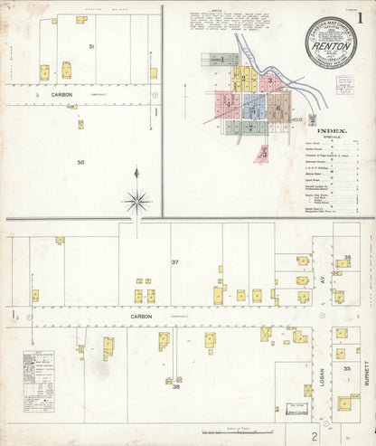 Sanborn Fire Insurance Map from Renton, King County, Washington (1904), Sheet #0001 - Complete Map Set gallery image, historic Sanborn map, vintage wall art, Washington Washington