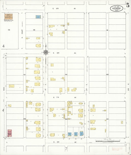 Sanborn Fire Insurance Map from Roundup, Musselshell County, Montana (1920), Sheet #0005 - Historic Sanborn Fire Insurance Map Print, vintage old map wall art, antique decor, genealogy gift, Montana Montana map