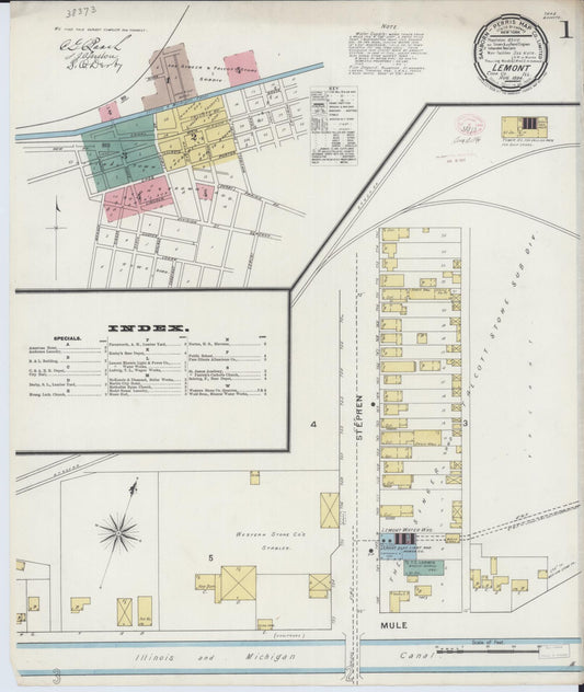 Sanborn Fire Insurance Map from Lemont, Cook County, Illinois (1894), Sheet #0001 - Complete Map Set gallery image, historic Sanborn map, vintage wall art, Illinois Illinois