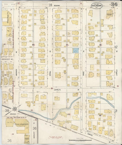 Sanborn Fire Insurance Map from Burlingame, San Mateo County, California (1949), Sheet #0036 - Complete Map Set gallery image, historic Sanborn map, vintage wall art, California California