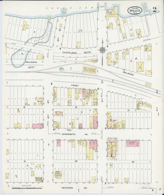 Sanborn Fire Insurance Map from Walker, Cass County, Minnesota (1914), Sheet #0002 - Historic Sanborn Fire Insurance Map Print, vintage old map wall art, antique decor, genealogy gift, Minnesota Minnesota map