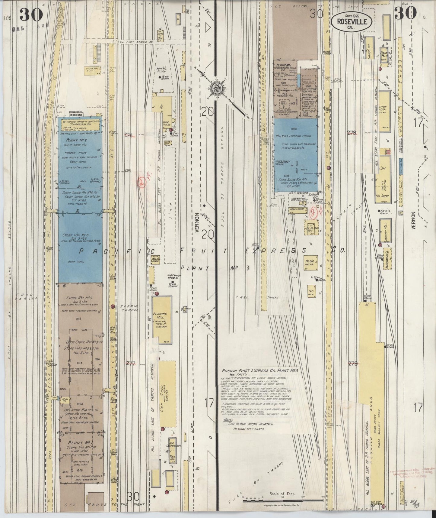 Sanborn Fire Insurance Map from Roseville, Placer County, California (1944), Sheet #0030 - Complete Map Set gallery image, historic Sanborn map, vintage wall art, California California