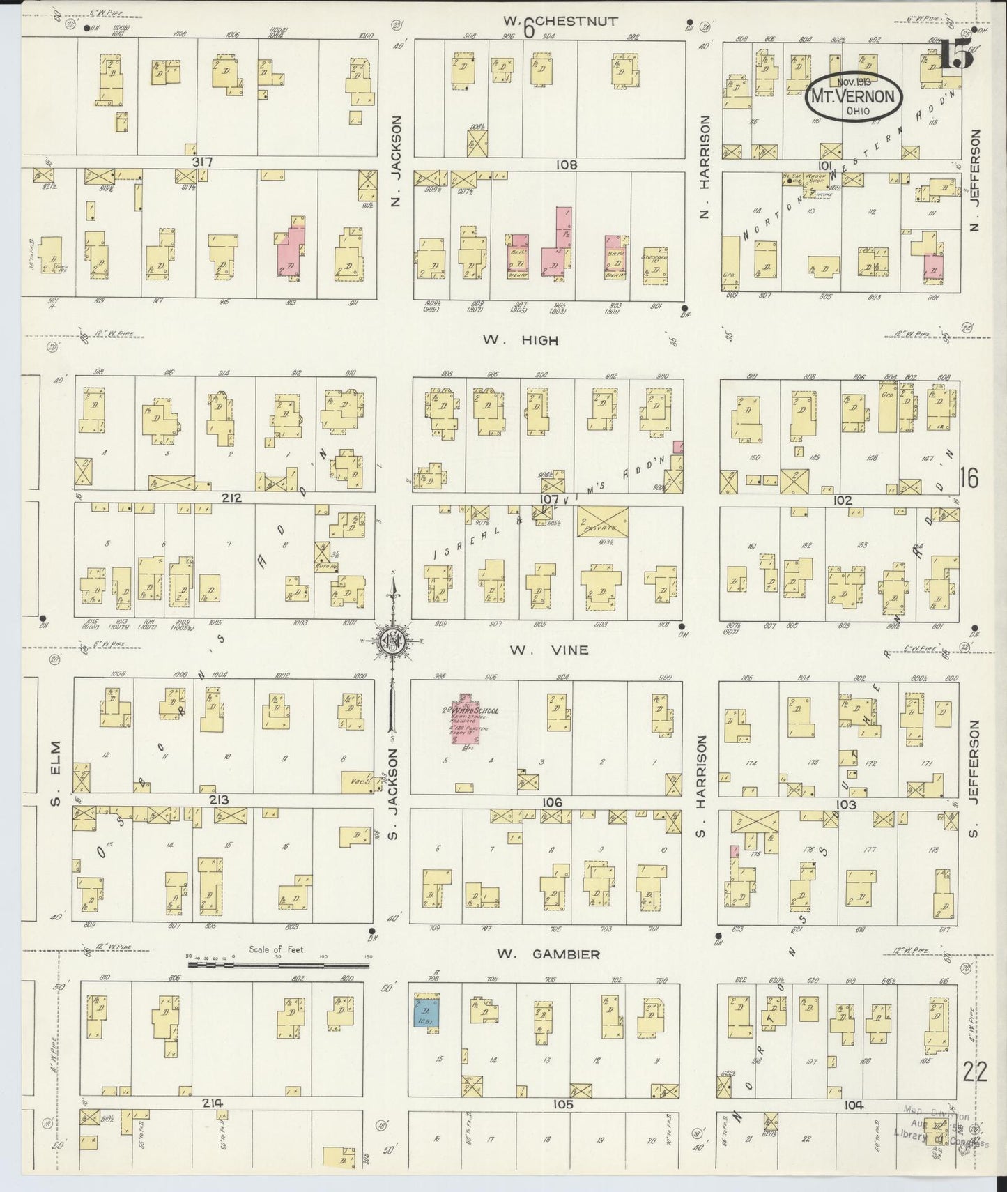 Sanborn Fire Insurance Map from Mount Vernon, Knox County, Ohio (1913), Sheet #0015 - Complete Map Set gallery image, historic Sanborn map, vintage wall art, Ohio Ohio