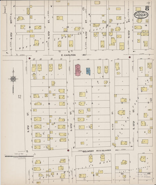 Sanborn Fire Insurance Map from Cloquet, Carlton County, Minnesota (1922), Sheet #0008 - Historic Sanborn Fire Insurance Map Print, vintage old map wall art, antique decor, genealogy gift, Minnesota Minnesota map