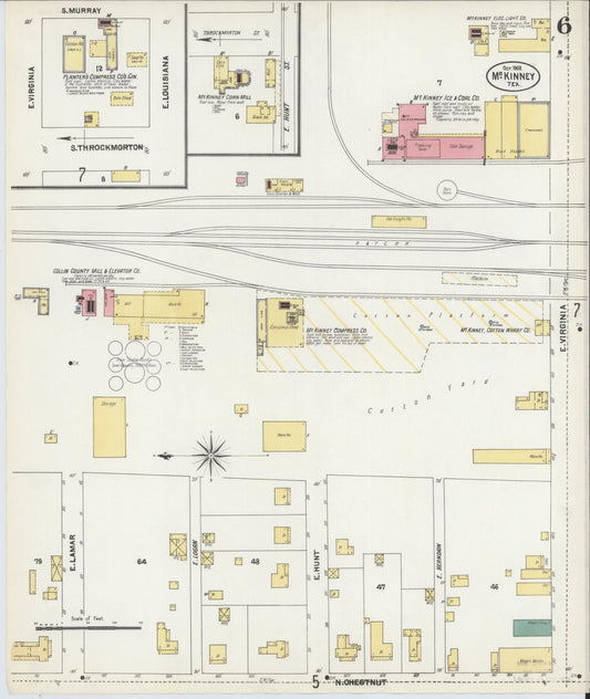 Sanborn Fire Insurance Map from McKinney, Collin County, Texas (1902), Sheet #0006 - Historic Sanborn Fire Insurance Map Print, vintage old map wall art, antique decor, genealogy gift, Texas Texas map