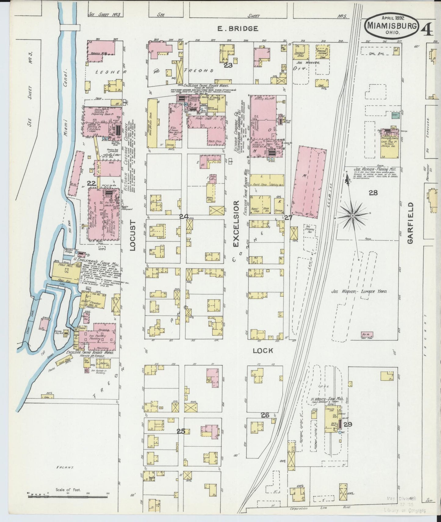 Sanborn Fire Insurance Map from Miamisburg, Montgomery County, Ohio (1892), Sheet #0004 - Complete Map Set gallery image, historic Sanborn map, vintage wall art, Ohio Ohio