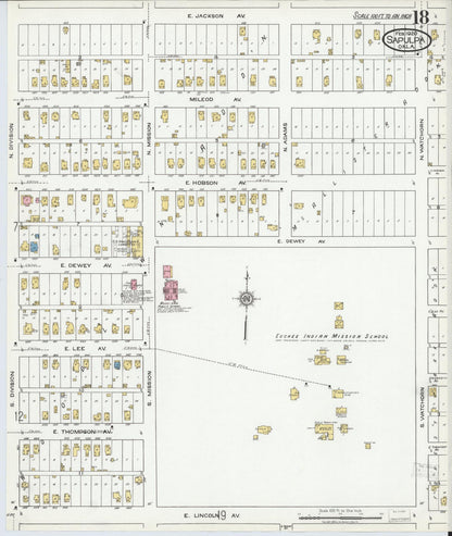 Sanborn Fire Insurance Map from Sapulpa, Creek County, Oklahoma (1920), Sheet #0018 - Complete Map Set gallery image, historic Sanborn map, vintage wall art, Oklahoma Oklahoma