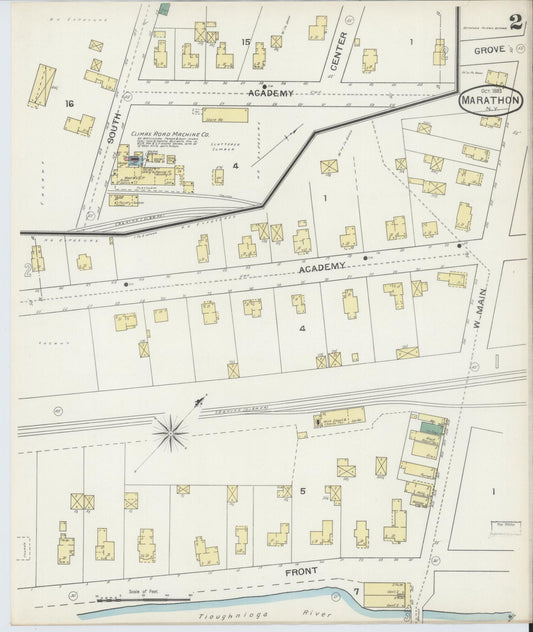Sanborn Fire Insurance Map from Marathon, Cortland County, New York (1893), Sheet #0002 - Historic Sanborn Fire Insurance Map Print, vintage old map wall art, antique decor, genealogy gift, New York New York map