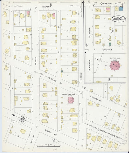 Sanborn Fire Insurance Map from Collinsville, Madison County, Illinois (1907), Sheet #0004 - Complete Map Set gallery image, historic Sanborn map, vintage wall art, Illinois Illinois