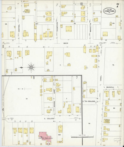 Sanborn Fire Insurance Map from Cedartown, Polk County, Georgia (1908), Sheet #0007 - Complete Map Set gallery image, historic Sanborn map, vintage wall art, Georgia Georgia