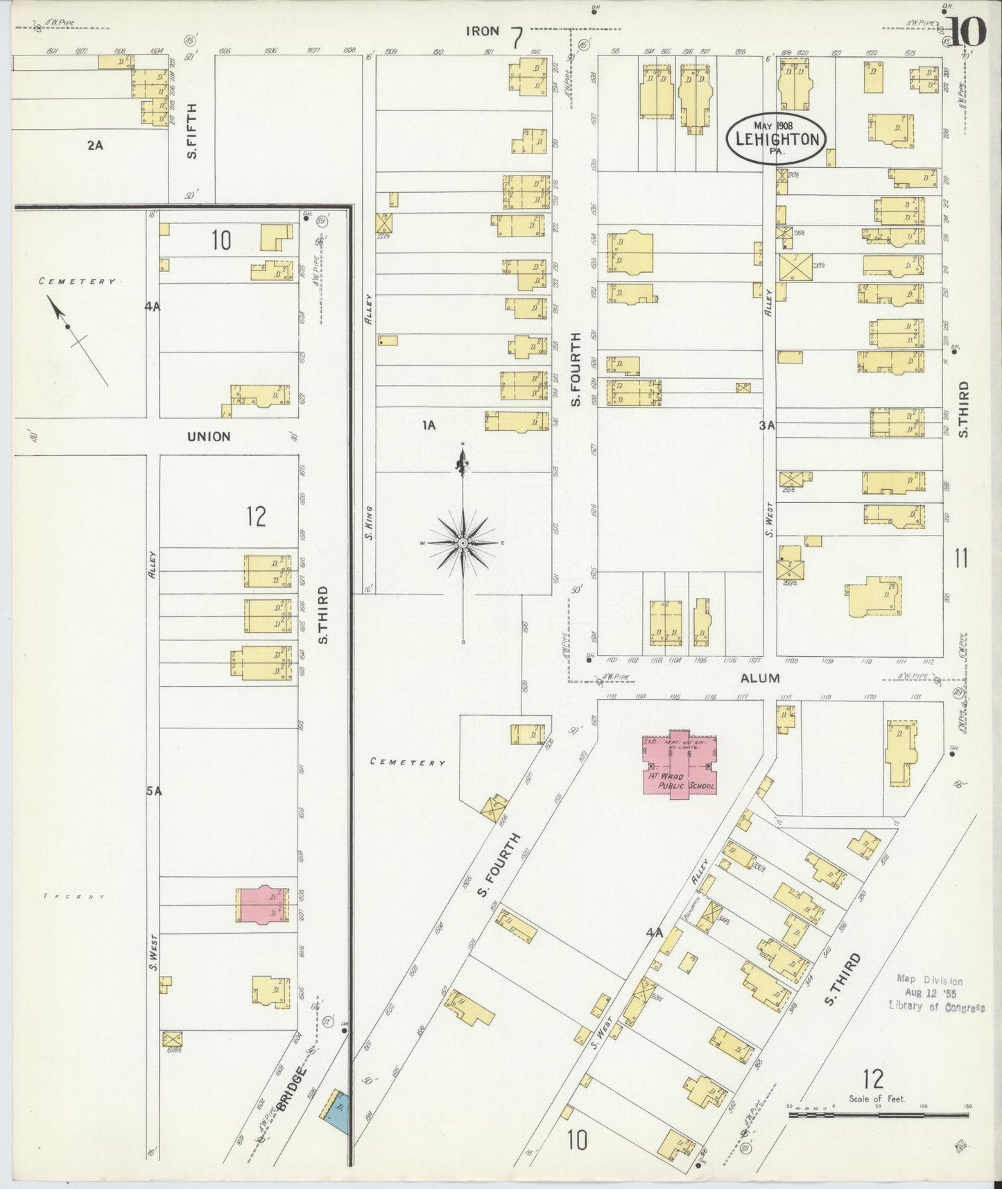 Sanborn Fire Insurance Map from Lehighton, Carbon County, Pennsylvania (1908), Sheet #0010 - Complete Map Set gallery image, historic Sanborn map, vintage wall art, Pennsylvania Pennsylvania