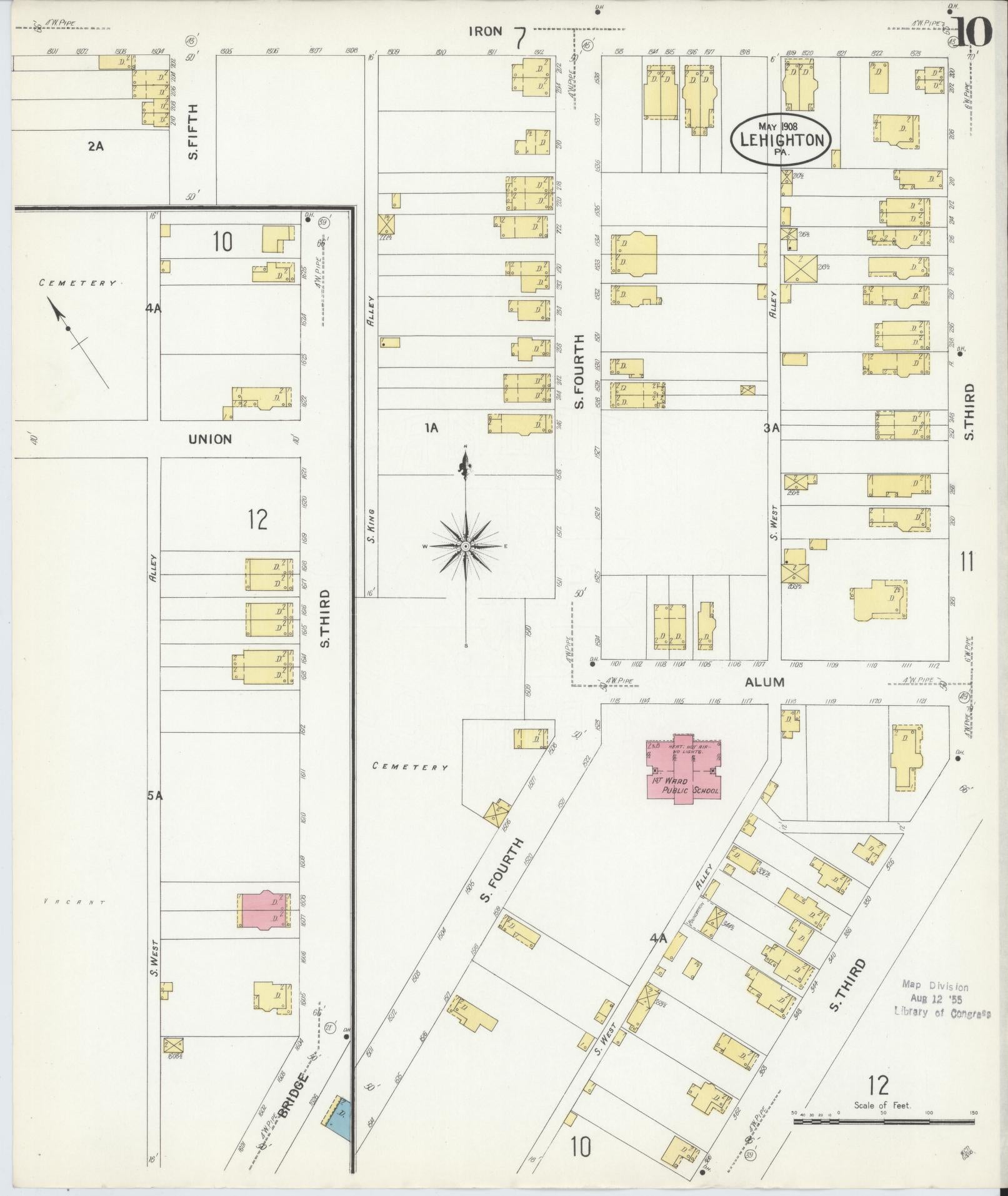 Sanborn Fire Insurance Map from Lehighton, Carbon County, Pennsylvania (1908), Sheet #0010 - Complete Map Set gallery image, historic Sanborn map, vintage wall art, Pennsylvania Pennsylvania