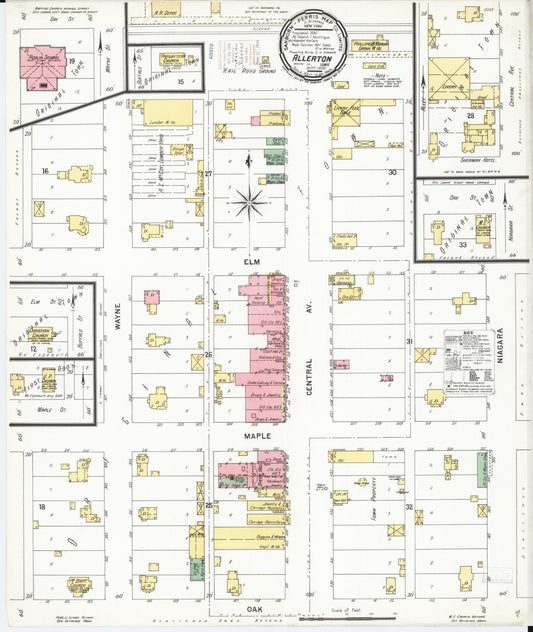 Sanborn Fire Insurance Map from Allerton, Wayne County, Iowa (1900), Sheet #0001 - Historic Sanborn Fire Insurance Map Print, vintage old map wall art