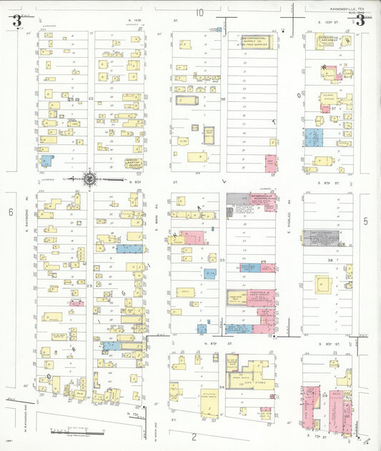 Sanborn Fire Insurance Map from Raymondville, Willacy County, Texas (1948), Sheet #0003 - Historic Sanborn Fire Insurance Map Print, vintage old map wall art, antique decor, genealogy gift, Texas Texas map