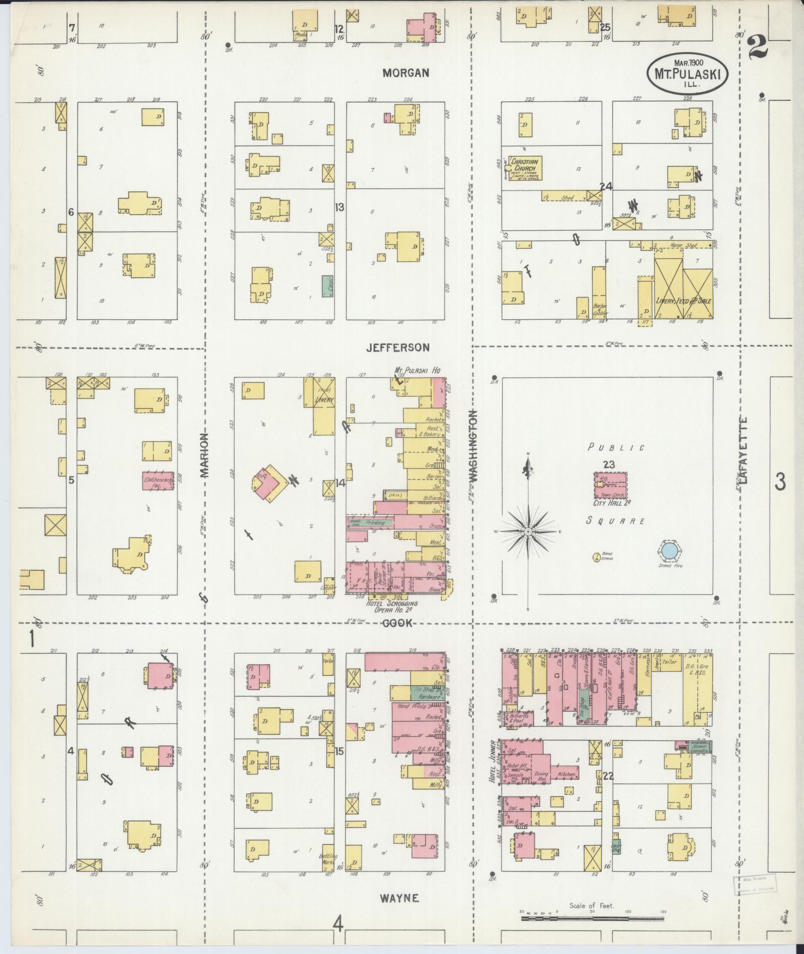 Sanborn Fire Insurance Map from Mount Pulaski, Logan County, Illinois (1900), Sheet #0002 - Complete Map Set gallery image, historic Sanborn map, vintage wall art, Illinois Illinois