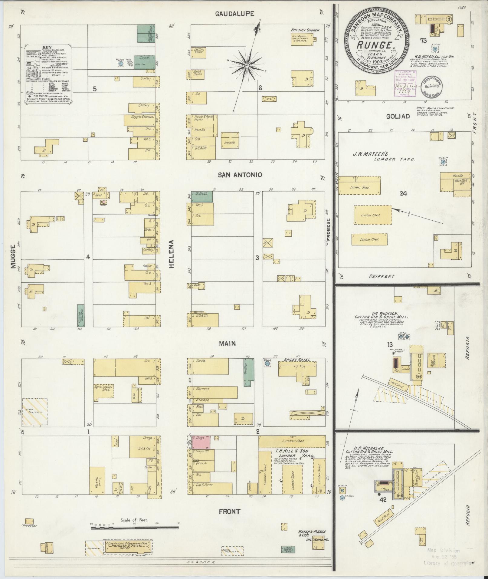 Sanborn Fire Insurance Map from Runge, Karnes County, Texas. (1902) – Historic Sanborn Fire Insurance Map Print