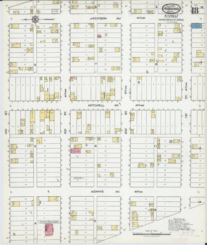 Sanborn Fire Insurance Map from Hibbing, Saint Louis County, Minnesota (1921), Sheet #0018 - Historic Sanborn Fire Insurance Map Print, vintage old map wall art, antique decor, genealogy gift, Minnesota Minnesota map
