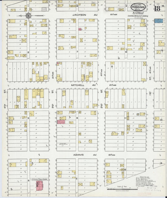 Sanborn Fire Insurance Map from Hibbing, Saint Louis County, Minnesota (1921), Sheet #0018 - Historic Sanborn Fire Insurance Map Print, vintage old map wall art, antique decor, genealogy gift, Minnesota Minnesota map
