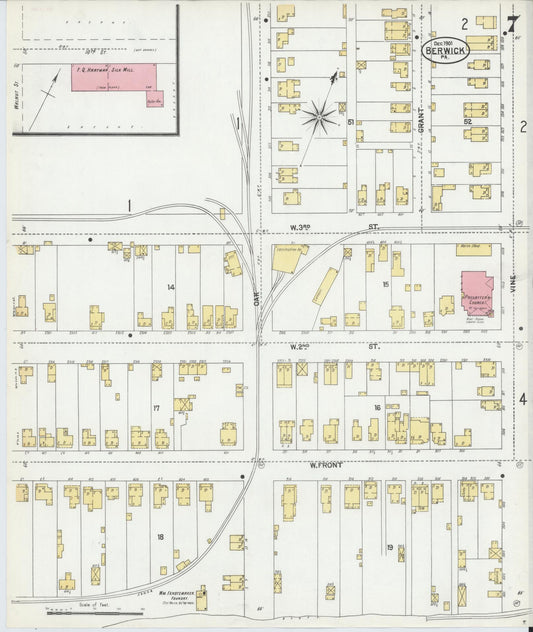 Sanborn Fire Insurance Map from Berwick, Columbia County, Pennsylvania (1901), Sheet #0007 - Historic Sanborn Fire Insurance Map Print, vintage old map wall art, antique decor, genealogy gift, Pennsylvania Pennsylvania map