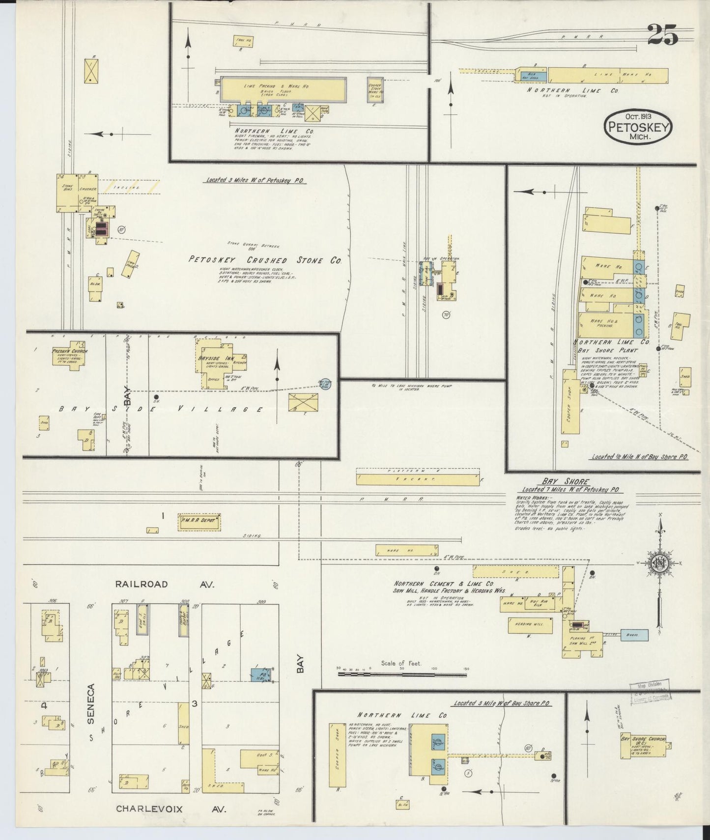 Sanborn Fire Insurance Map from Petoskey, Emmet County, Michigan (1913), Sheet #0025 - Complete Map Set gallery image, historic Sanborn map, vintage wall art, Michigan Michigan