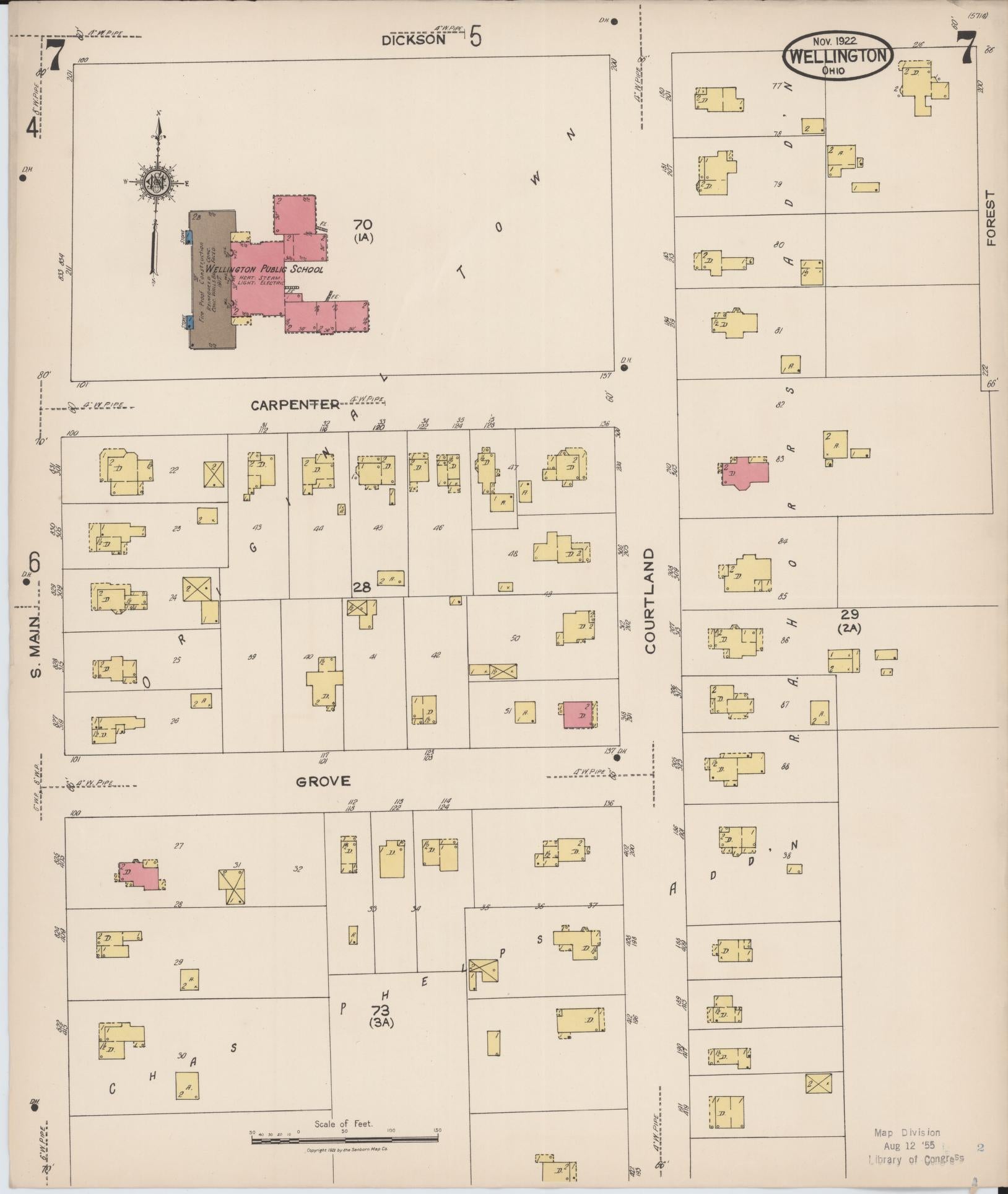 Sanborn Fire Insurance Map from Wellington, Lorain County, Ohio (1922), Sheet #0007 - Complete Map Set gallery image, historic Sanborn map, vintage wall art, Ohio Ohio