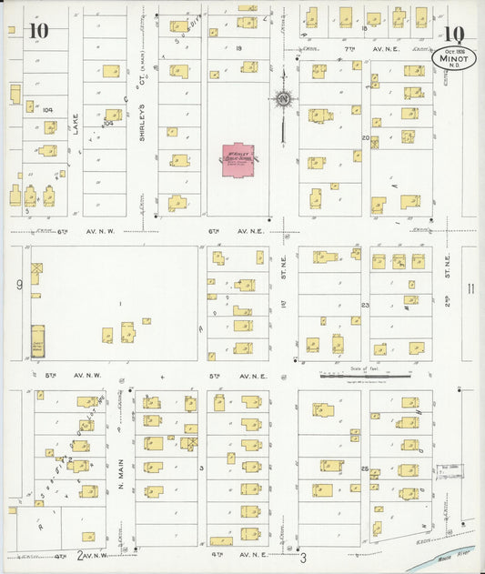 Sanborn Fire Insurance Map from Minot, Ward County, North Dakota (1926), Sheet #0010 - Historic Sanborn Fire Insurance Map Print, vintage old map wall art, antique decor, genealogy gift, North Dakota North Dakota map