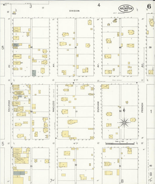 Sanborn Fire Insurance Map from Arlington, Snohomish County, Washington (1909), Sheet #0006 - Historic Sanborn Fire Insurance Map Print, vintage old map wall art, antique decor, genealogy gift, Washington Washington map