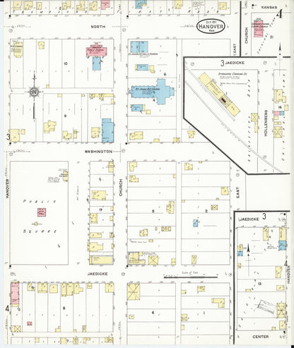 Sanborn Fire Insurance Map from Hanover, Washington County, Kansas (1911), Sheet #0004 - Complete Map Set gallery image, historic Sanborn map, vintage wall art, Kansas Kansas