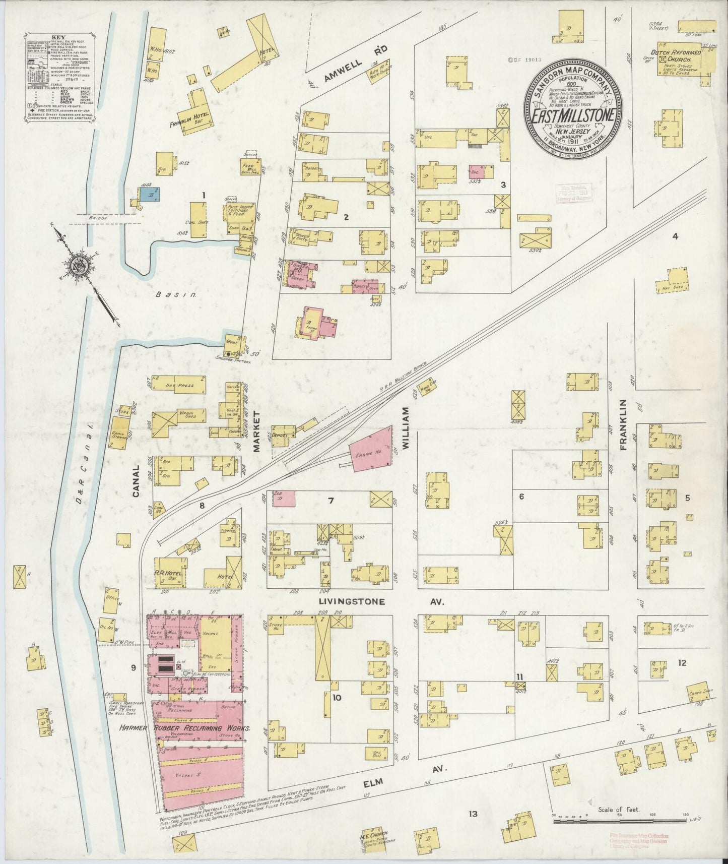 Sanborn Fire Insurance Map from East Millstone, Somerset County, New Jersey. (1911) – Historic Sanborn Fire Insurance Map Print
