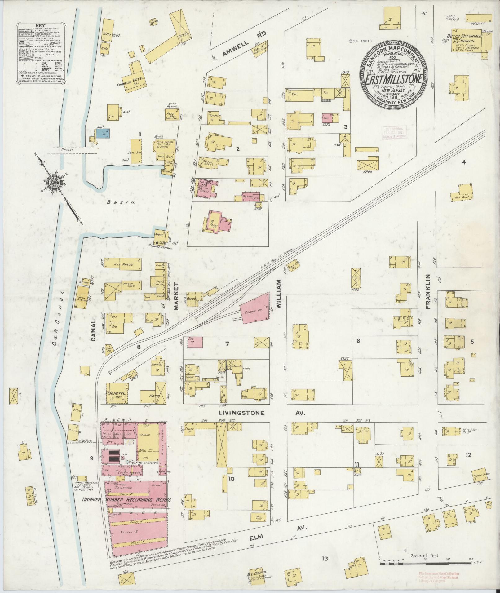 Sanborn Fire Insurance Map from East Millstone, Somerset County, New Jersey. (1911) – Historic Sanborn Fire Insurance Map Print