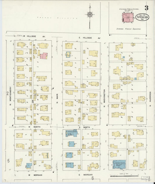 Sanborn Fire Insurance Map from Spencer, Owen County, Indiana (1912), Sheet #0003 - Historic Sanborn Fire Insurance Map Print, vintage old map wall art, antique decor, genealogy gift, Indiana Indiana map