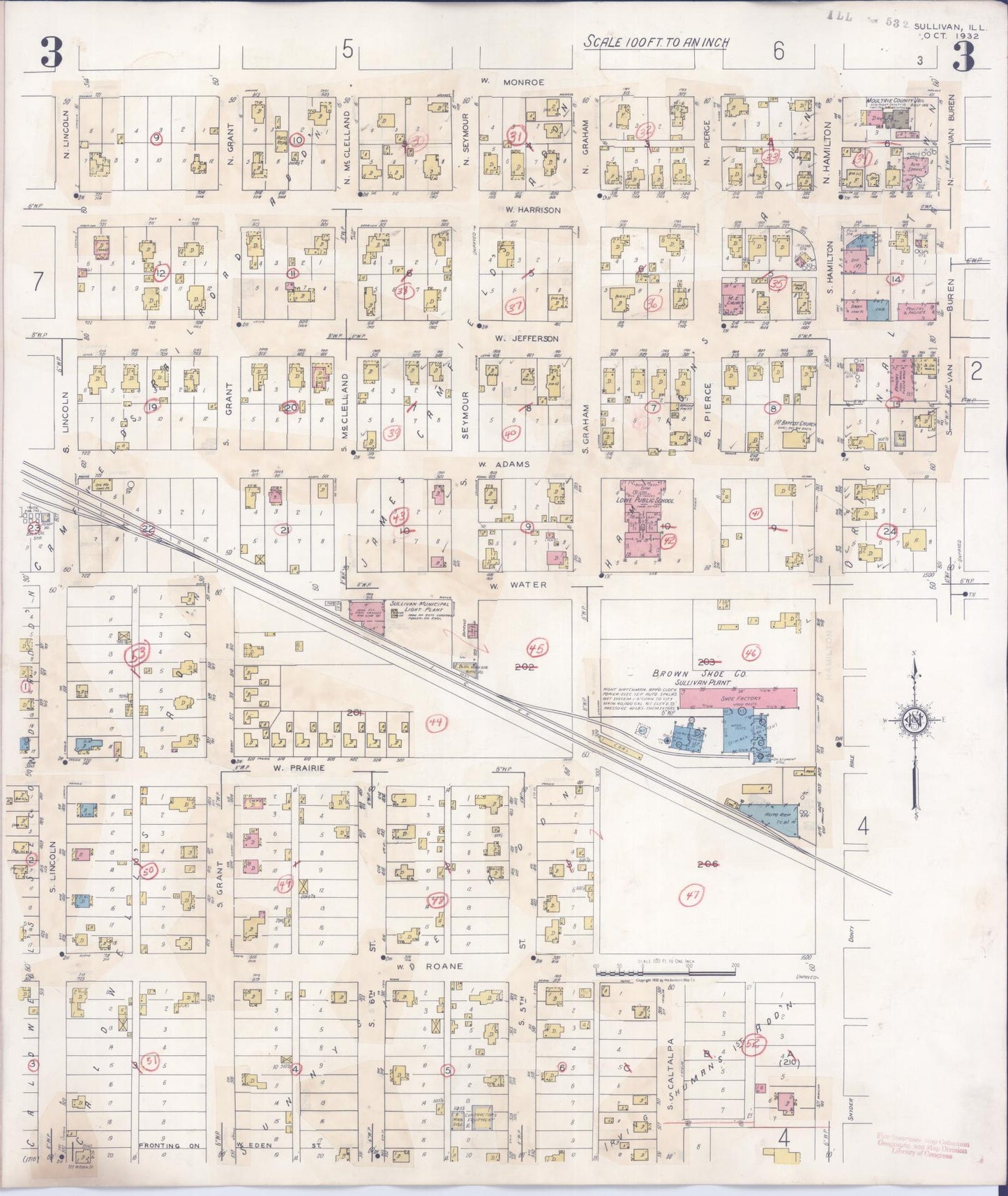 Sanborn Fire Insurance Map from Sullivan, Moultrie County, Illinois (1940), Sheet #0003 - Complete Map Set gallery image, historic Sanborn map, vintage wall art, Illinois Illinois