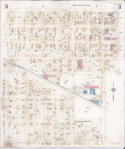 Sanborn Fire Insurance Map from Sullivan, Moultrie County, Illinois (1940), Sheet #0003 - Complete Map Set gallery image, historic Sanborn map, vintage wall art, Illinois Illinois