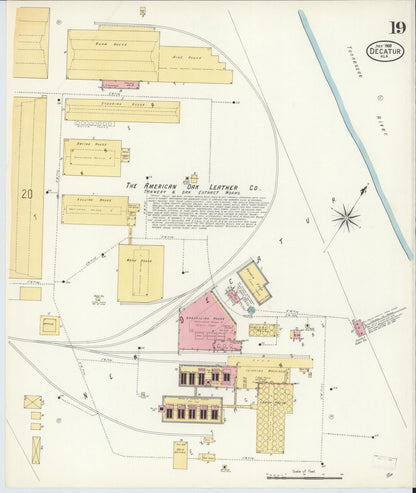 Sanborn Fire Insurance Map from Decatur, Morgan County, Alabama (1908), Sheet #0019 - Complete Map Set gallery image, historic Sanborn map, vintage wall art, Alabama Alabama