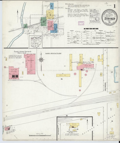 Sanborn Fire Insurance Map from Stryker, Williams County, Ohio (1916), Sheet #0001 - Historic Sanborn Fire Insurance Map Print, vintage old map wall art, antique decor, genealogy gift, Ohio Ohio map