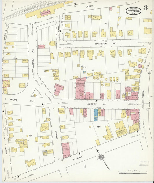 Sanborn Fire Insurance Map from Oyster Bay, Nassau County, New York (1915), Sheet #0003 - Historic Sanborn Fire Insurance Map Print, vintage old map wall art, antique decor, genealogy gift, New York New York map