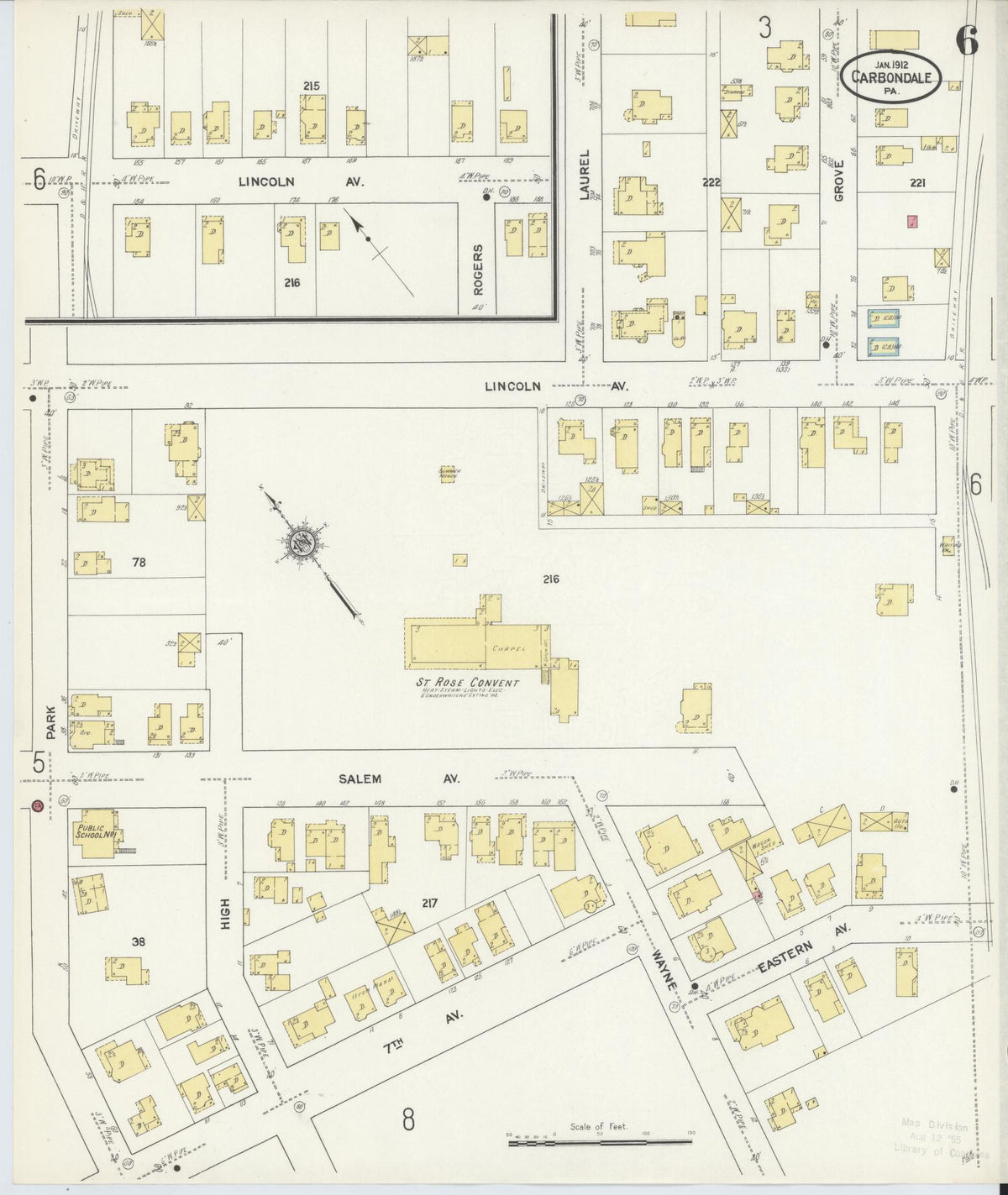Sanborn Fire Insurance Map from Carbondale, Lackawanna County, Pennsylvania (1912), Sheet #0006 - Complete Map Set gallery image, historic Sanborn map, vintage wall art, Pennsylvania Pennsylvania