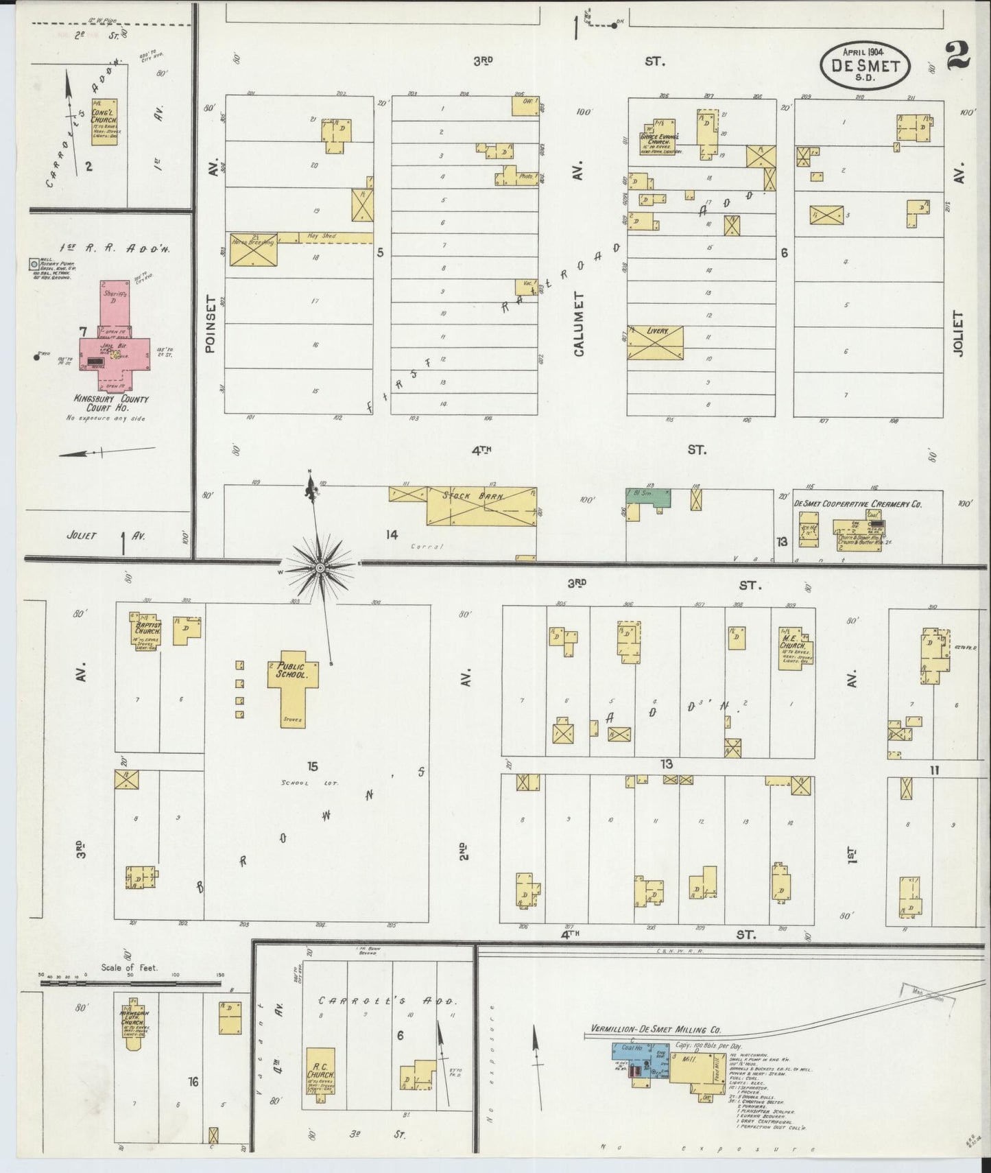 Sanborn Fire Insurance Map from De Smet, Kingsbury County, South Dakota (1904), Sheet #0002 - Complete Map Set gallery image, historic Sanborn map, vintage wall art, South Dakota South Dakota
