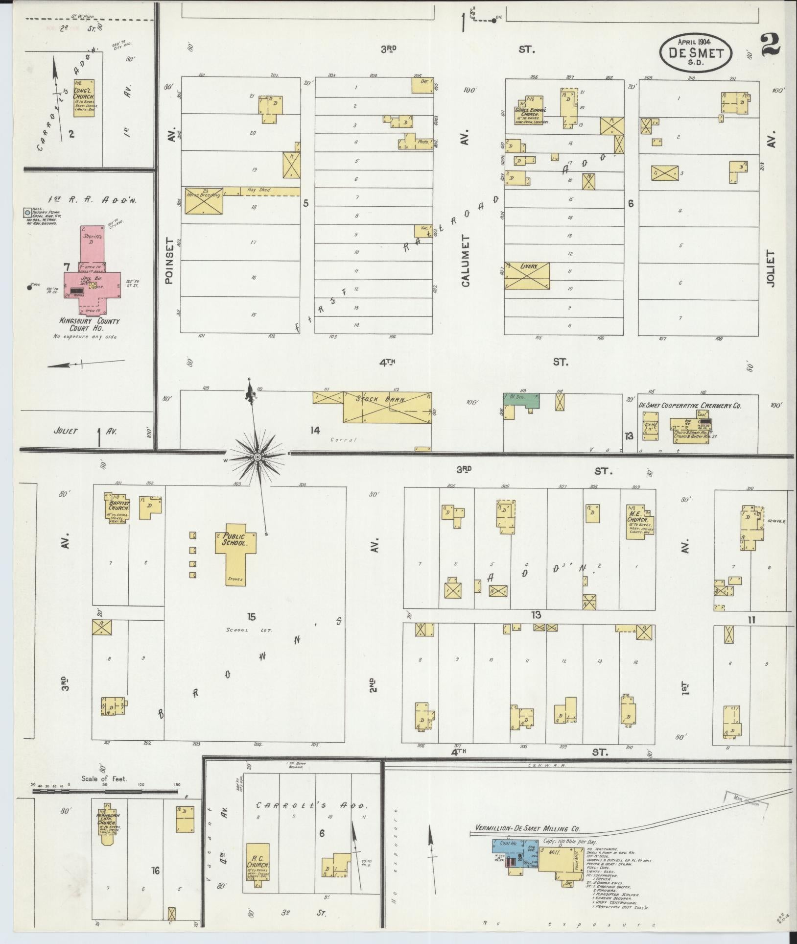 Sanborn Fire Insurance Map from De Smet, Kingsbury County, South Dakota (1904), Sheet #0002 - Complete Map Set gallery image, historic Sanborn map, vintage wall art, South Dakota South Dakota