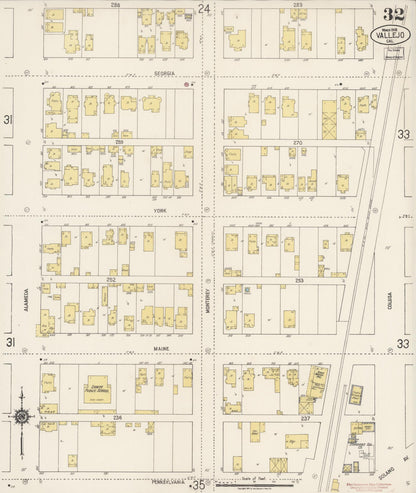 Sanborn Fire Insurance Map from Vallejo, Solano County, California (1919), Sheet #0032 - Complete Map Set gallery image, historic Sanborn map, vintage wall art, California California